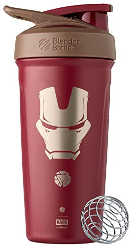 Blender Bottle Marvel Strada Cup isolierte Edelstahl-Shakerflasche mit Drahtbesen, 680 ml, Iron Man