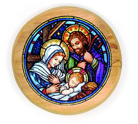 Kühlschrankmagnet, Motiv: Heilige Familie, Krippe, katholische Ikone, Olivenholz, religiöse, inspirierende Glaubensmagnete aus Israel, Zuhause, Küche und Büro, Souvenirs und Geschenke des Heiligen