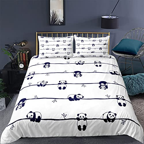 RFFLUX 3D Panda süß Tier Bettwäsche Set 135x200 cm 2teilig mit Reißverschluss Weiche und Angenehme Schlafkomfort Microfaser Bettbezug Kinderbettwäsche mit Kissenbezug 80x80 cm