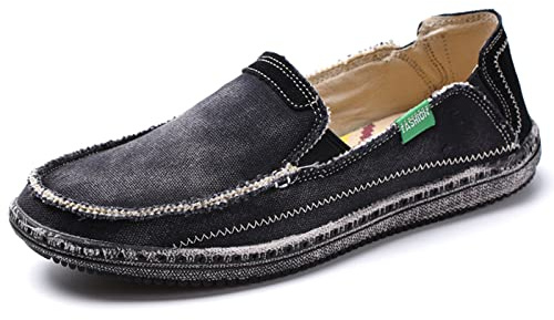 Xinghuanhua Herren Espadrilles Freizeitschuhe Canvas Slip-on Flache Erbsenschuhe Fahrschuhe Bootsdeckschuhe Müßiggänger Mokassin Leichte Atmungsaktiv Sneakers