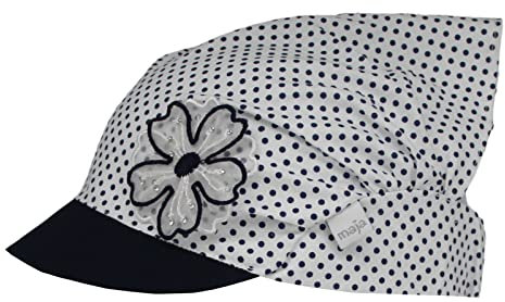 Kopftuch Mütze Schirmmütze Mädchen Sommer Baby Baumwolle Herzen Blume, Größe: 52-54, Farbe: Dunkelblau-Weiß