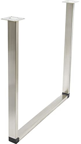 Wagner 12501201 Pied de Meuble Design en U Ø 50 x 720 x 700 mm, Filetage intérieur Ø 10 mm, avec 2 plaques de Fixation 90 x 90 mm, Aspect Acier Industriel Aspect Acier Inoxydable