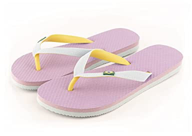 R-ISLAND Infradito da donna, sandali, adulto, logo Brasile, comode, per la piscina, la spiaggia, la casa, la doccia. eccetera (Viola e Blu, numeric_40)