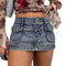 Sawmew Damen Jeansrock Y2K High Waist Denim Rock Jeans Mini-Rock Mit Knöpfen Plissee Micro Minirock Sommer Sexy Rock Pencil Rock E-Girl Streetwear (Color : Blue, Size : L)