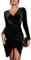 Zeagoo Kleid Damen Langarm Eng Minikleid Samt Bodycon Cocktailkleider Herbst Winter Formelle Kleidung Schwarz M