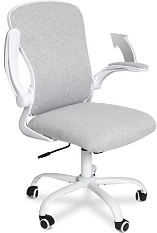 ELECWISH Office Chair Desk Chair Flip-up Armrest, Ergonomic Computer Chair with Lumbar Support, Office Chairs for Home, Height Adjustable 360° Swivel Rocking Function, Grey