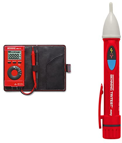 BENNING 044084 MM P3 Digital-Multimeter im Pocketformat, Rot & TRITEST easy Berührungsloser Phasenprüfer 20051
