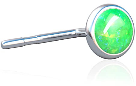 Hellgrüner Opal Tragus Ohrstecker, Tragus Ohrring in 925 Sterling Silber, 3mm grüner Opal Tragus Ohrstecker Piercing (Silber, grüner Opal)