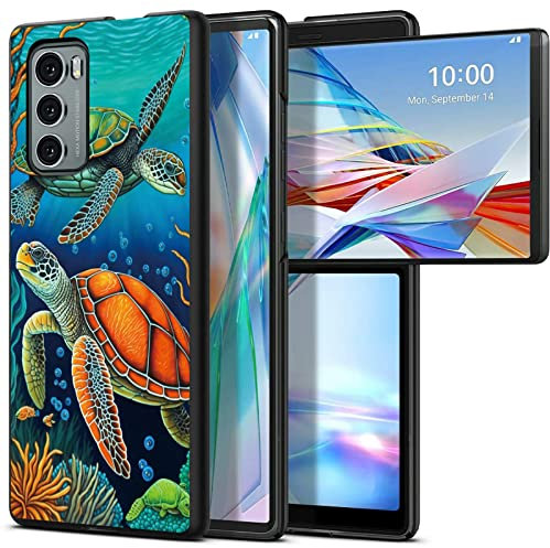 BWEGRHE Progettata per LG Wing 5G, custodia sottile in policarbonato rigido con motivo tartarughe, cover antiurto per ricarica wireless per LG Wing 5G (2020)
