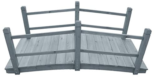 ZHOUMIN Gartenbrücke, Teich Deko, Deko Garten, Teichbrücke, Garden Bridges, Gartendekoration Groß, Grau 140x60x56 cm Massivholz Tanne