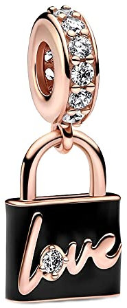 Amuefer Borsa Nera Charm Compatibili Bracciale Collana, Argento Sterling Oro Rosa Ciondolo Compleanno Natale Gioielli Regali per le Donne Ragazza Moglie Amici