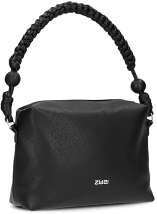 Zwei Damen Handtasche Perla PE60 im Boho-Look 3 Liter Perlen-Verzierung geflochtener Makramee-Tragegurt + langer Schultergurt - 3-in-1 Handtasche, Umhängetasche & Crossbody Bag