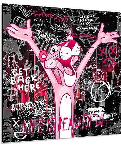Kunstgestalten24 Leinwandbild Rosaroter Panther Pop Art Comic Bild Kunstdruck Wanddeko