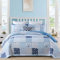 Menghomeus Blaues Bettwäsche-Set für King-Size-Bett, Boho-Patchwork-Tagesdecke, Blumenmuster, wendbar, für alle Jahreszeiten, weiche Mikrofaser, Bauernhaus-Bettwäsche, 264,2 x 228,6 cm