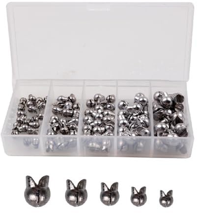 Fishing Sinker Weights Kit, 100 Pcs 5 Sizes Removable Round Split Shot Sinkers with Storage Box for Saltwater Freshwater Sea Fishing, 0.5/0.8/1/1.5/2g