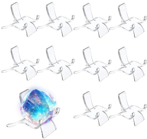 10 Pezzi Espositori per Piatti in Acrilico, Supporto Cavalletto Decorativo Trasparente, Porta Piatti da Esposizione, Supporto per Espositore per Foto Piatti Cornici Libri Cucina per Roccia (medio)