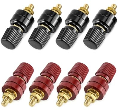 QWORK Power Junction Post Connector Terminal Kit, 8Pcs M6 Premium Remote Battery Power Terminal Stud Connector (Red & Black)