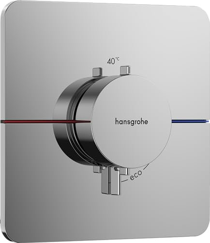 hansgrohe ShowerSelect Comfort Q, termostato empotrado , grifo con botón de seguridad (SafetyStop) a 40 °C, termostato para ducha y bañera, mezclador para 3 funciones, cromo