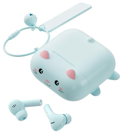 fesoklaf JS-8997 Bluetooth 5.3 In Ear Kopfhörer Kabellos mit HD-Mikrofon, Niedlicher Ladekoffer, Blau