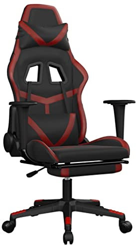 vidaXL Gaming Stuhl mit Massage Fußstütze Racing Chefsessel Bürostuhl Drehstuhl Sportsitz Bürosessel Schreibtischstuhl Schwarz Weinrot Kunstleder