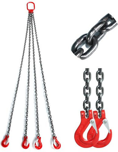 Gedlex Forstkette G80 Manganstahl, Rückekette 3000kg Tragfähigkeit, 1,5 m Hebekette mit Gabelkopfhaken, Ø 6 mm Kettengehänge, Anschlagkette Krankette 3T, Kette Forst Schweres Heben