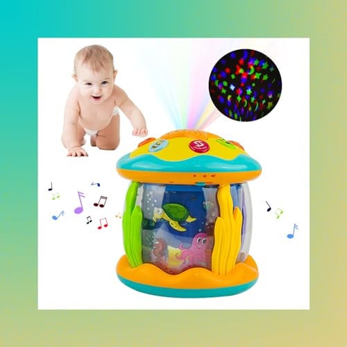 Locisne Ocean Rotating Music Projector Baby Sensory Toy, 8 Colourful Lights & 6 Types of Fun Music, Interactive Early Learning Education, Pacify Attracts Attention Infants Gift (new)