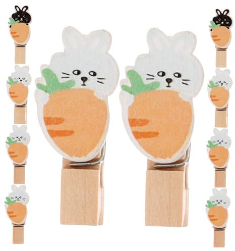 Zerodeko 10stücke - Holzklammern Faltbare Karotten Und Hasen-Designs Für Und Dekoration Wohnräumen Für Ostereier-Partys