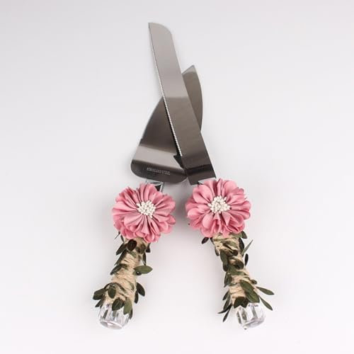 Royal Shang Youpin 2 Stück Exquisites Blumen-Kuchenmesser-Set, Edelstahl-Kuchenmesser, Back-Requisiten, Brotmesser, Hochzeit, Souvenir, Geschenke (J)