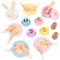 ARANEE Teeservice Kinder Holz Spielzeug Spielküchenzubehör Rollenspiele Kinder Teeparty Macaron-Farbe Mit Suppentopf, Bratpfanne unda Großem Löffel
