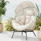 Multigot Rattan Egg Chair, Oversized Wicker Teardrop Sofa with Thick Cushions and Headrest, Freestanding Egg Basket Seat Outdoor Lounge Chair for Gadern Balcony Poolside