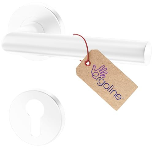 ERGO line LUCA Weiß Türbeschlag Türgriff PZ - Profilzylinder Set, L-FORM, Rund-Rosette, Drückergarnitur, Türbeschlag, Türklinke, Türdrücker