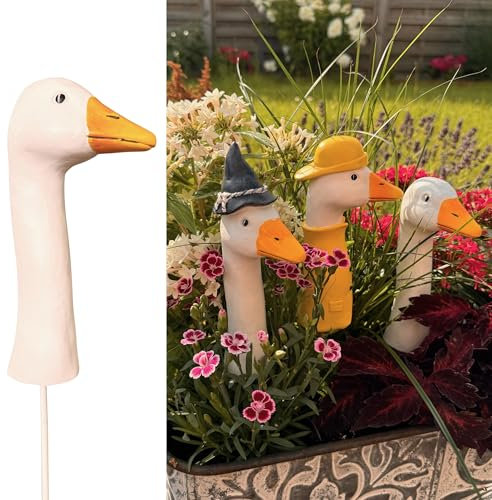 Online Fuchs BLUMENSTECKER, Beetstecker Gänsehals, Gans - 16 bis 17 cm groß - Deko Gartenfiguren für draußen (Normal)