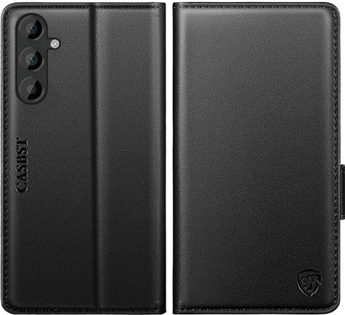 CASBST for Samsung Galaxy A14 4G/5G Case, Kickstand Flip Leather Wallet Book Case with Card Slots Shockproof Magnetic Closure Protective Phone Case Cover Compatible with Samsung A14 - Black