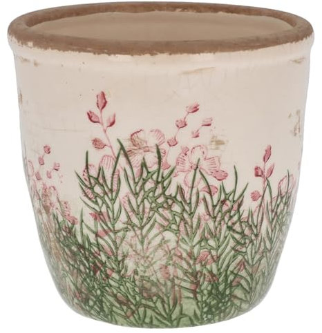 Shudehill Giftware Wild Garden Pretty Floral Pink and Green Design Planter Pot - Small or Large (Small)