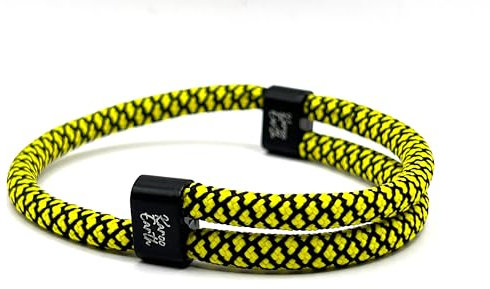 Unisex Adjustable Rope Bracelet - Durable Waterproof Surfer Fashion Bracelet for Men - Handmade Paracord Bracelets - Survival Adjustable Bracelet - Bracelets for men and Women (Yellow & Black)