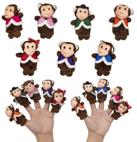 IOPJLK Fingerpuppen, 7 Stück fingerpuppen für Kinder Story Time, Mini plüschtiere Set für Geschichte Zeit Kindergeburstag Gastgeschenk Mitgebsel Fingerpuppen