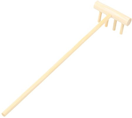 Râteau en bois naturel - Accessoire de méditation pour jardin zen - Décoration DIY - Râteau en bois à 4 dents