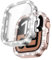 Kamita [2Pezzi] Custodia Protettiva Diamante per Apple Watch 10 46mm, Duro PC Bumper Case con Protezione Dello Schermo in Vetro Temperato per iWatch10, Brillantini Cover per Donne (Argento+Oro Rosa)