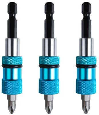 3 stück Trockenbau Bit, Magnetisch Schnellwechsel Bithalter, Bithalter Trockenbau Bit, 1/4-Zoll-Sechskantschaft Trockenbau Aufsatz für Akku-Schrauber und Hand-Bohrmaschinen (Blau)