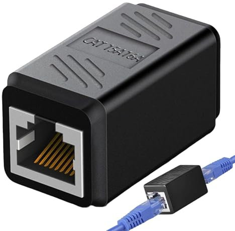 TECHZOCO Empalme RJ45 Hembra a Hembra, Adaptador para Cable Red RJ45, Empalme de Red, Empalme Cable Internet, Tipo 8P8C, Extensor de acoplador RJ45, Apto para Cables CAT6 y CAT7, Negro