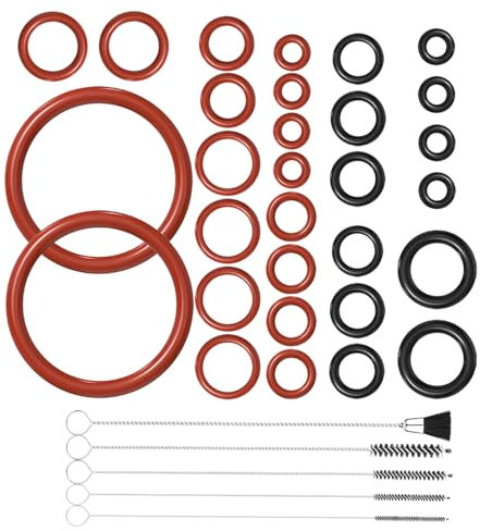 Seal O-rings for Philips Saeco 30 pieces silicone sealing rings brewing group for support valve steam valve outlet valve coffee machine spare parts with 5 cleaning brushes