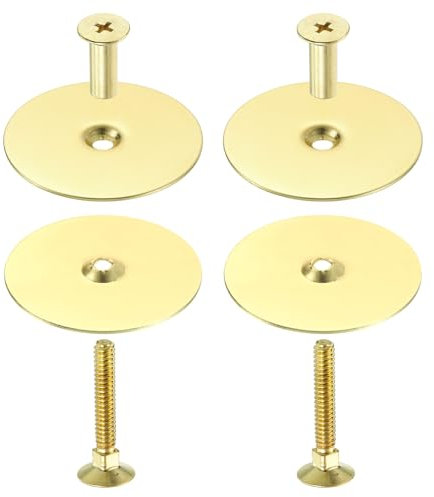sourcing map Lot de 4 plaques de protection pour trou de porte, 6,3 cm de diamètre, rondes, en métal, pour poignée de porte avec vis de connexion, imitation or