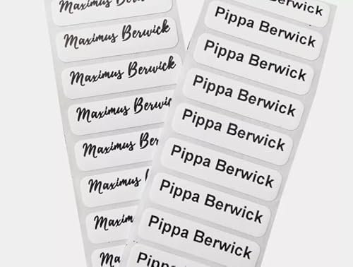 50 X Personalised Printed Custom Name Labels Iron On School Uniform Clothing Tags PE Fabric