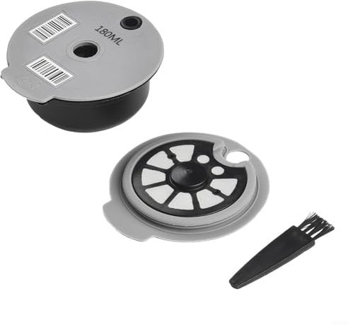 Allthingstore Reusable Coffee Capsule Pod, For Pods Cups,And Slicone Lid,For Bosch,For Tassimo Machine,With Spoon,Brush,Silicone Lids,PP Material(B)