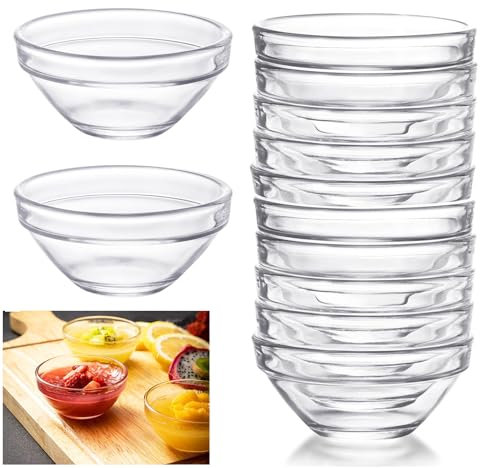 gvivej Kleine Dipschalen, 12 Stück 7.5cm Mini Glasschalen, Dip Schälchen Set, Rund Dipschalen, 70ml Dipschalen, Glasschale für Saucen, Runde Mini Dip Schälchen, Dipschalen Set für Dressings