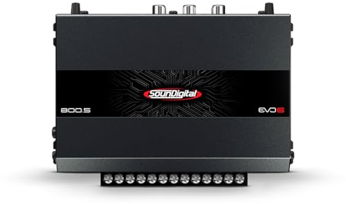 SounDigital 800.5 EVO 6.0 - Amplificador de coche de 5 canales, amplificador de potencia RMS de 800 W, 4 ohmios, filtro de paso alto/bajo, entrada RCA, amplificador compacto para coche HiFi
