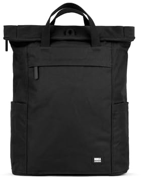 ROKA London All Black Finchley Large Recycled Canvas Backpack
