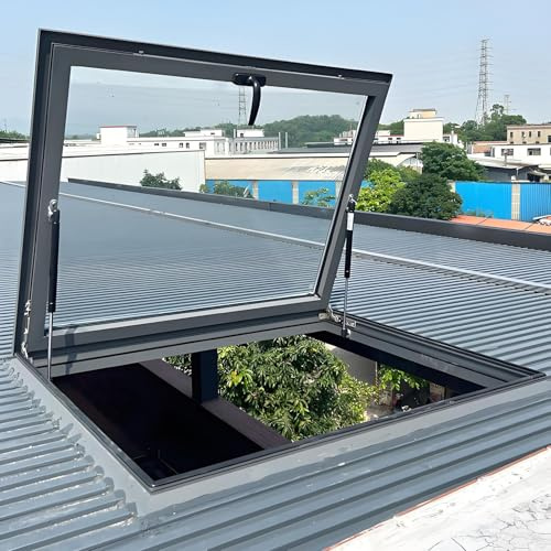 RVUEM Skylight Roof Window, Security Roof Hatch Cover, Flush Mount Roof Access Hatch, Basement Lighting Well Window, Attic Viewing Venting Door, for Attic/Sun Room,LxW 85x95cm/33.5x37.4in