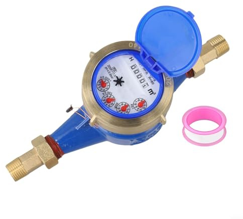 DIN15 Trockener Wasserzähler für Digitaler Wasserzähler mit Kupferanschluss, 4-Zeiger-Hochpräzise Messung, auslaufsicher & Anti-R