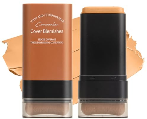 Foundation Stick, Feuchtigkeitsspendender Concealer Foundation Make Up mit Integriertem Pinsel, Mattes Finish Langanhaltendes Foundation Make Up Stick, für Alle Hauttypen Geeignet (05 Honey, 20g)